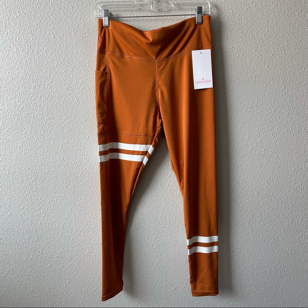 3/$20 Leggings Park Activewear Tight Orange White Stripe